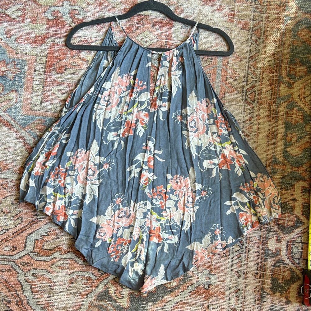 Lush Blue Floral Halter Blouse